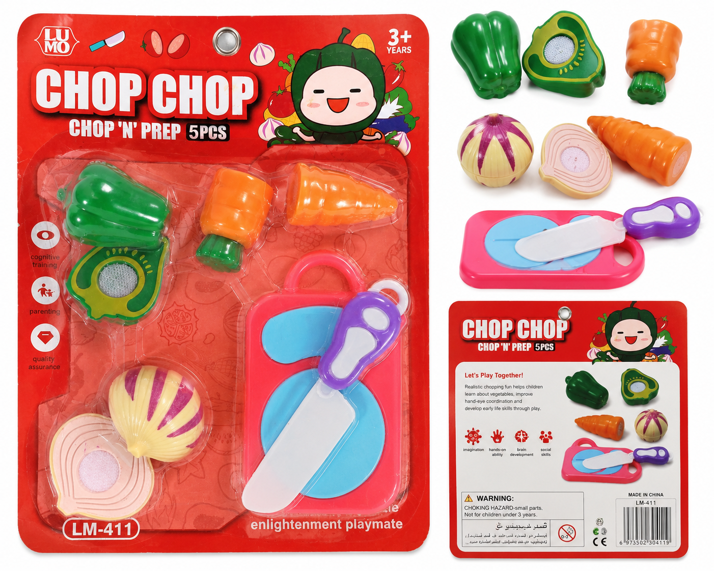 Kids Chop Chop Pretend Kitchen Cutting Toy Set – 5 Pieces