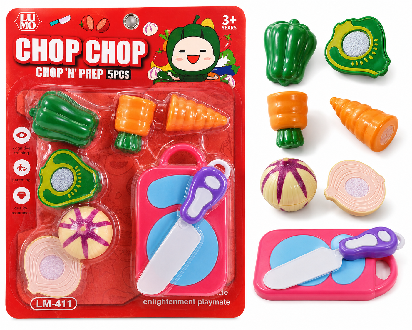 Kids Chop Chop Pretend Kitchen Cutting Toy Set – 5 Pieces - Image 2